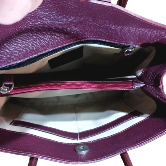 Maxima Milano Burgundy Italian Leather Hand Bag Satchel - Picture 6 of 10